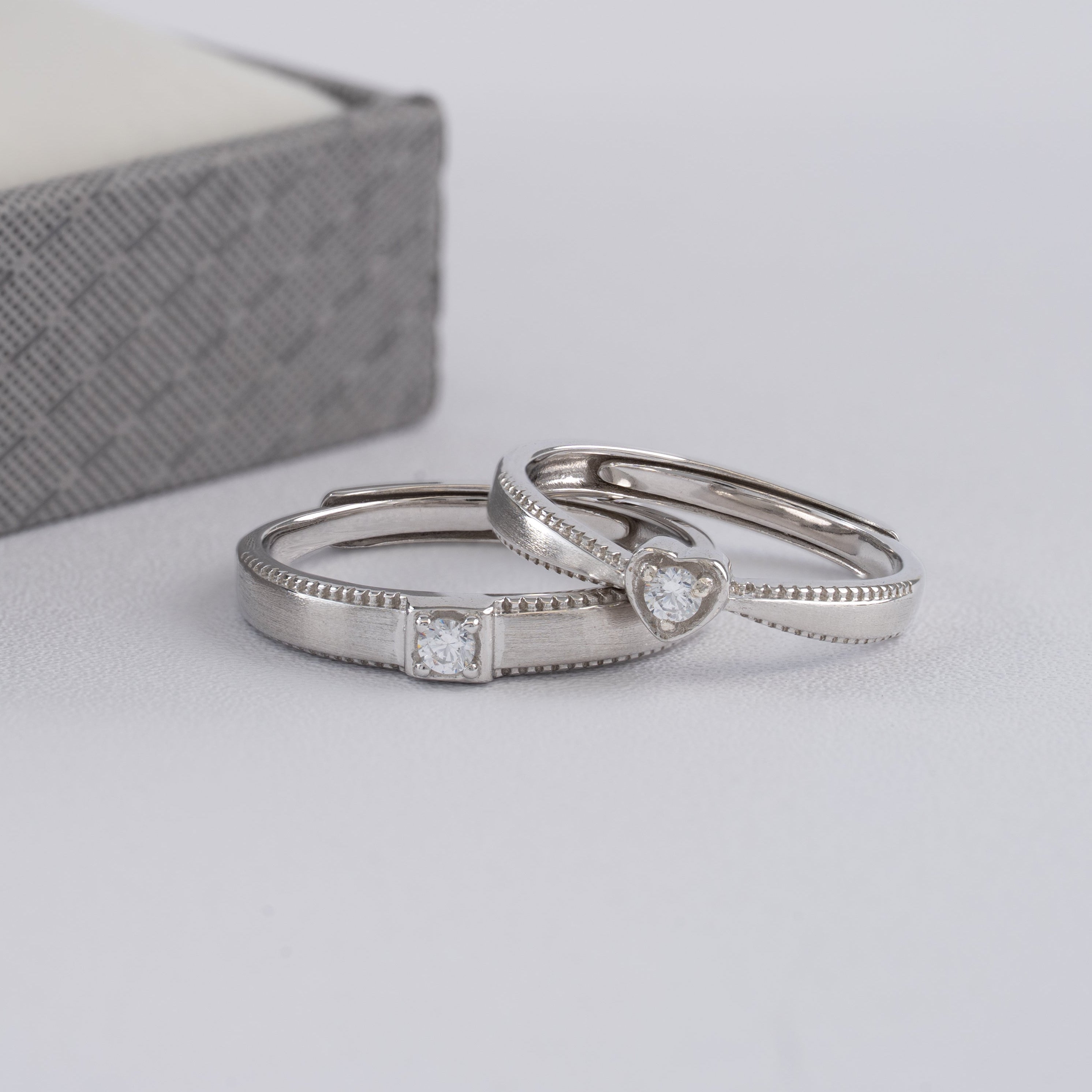 Duo De Anillos De Compromiso Ajustables