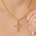 Cadena Franco 45cm + Dije Cruz Circonias