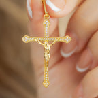 Cadena Destellos 65cm + Dije Cruz Cristo Circonias