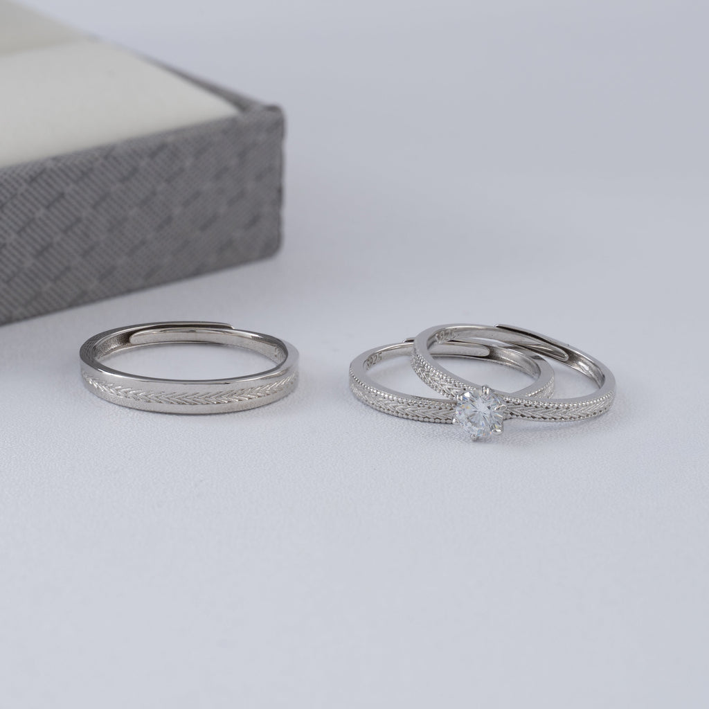 Set De Anillos De Compromiso Ajustables