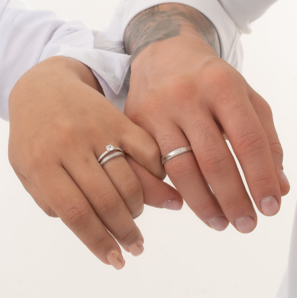 Set De Anillos De Compromiso Ajustables