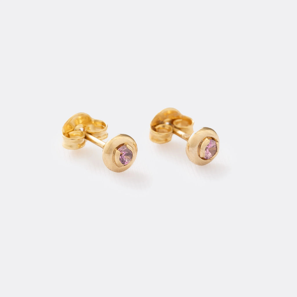 Topo Circon Caja Redonda 4mm Rosa