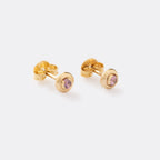 Topo Circon Caja Redonda 4mm Rosa