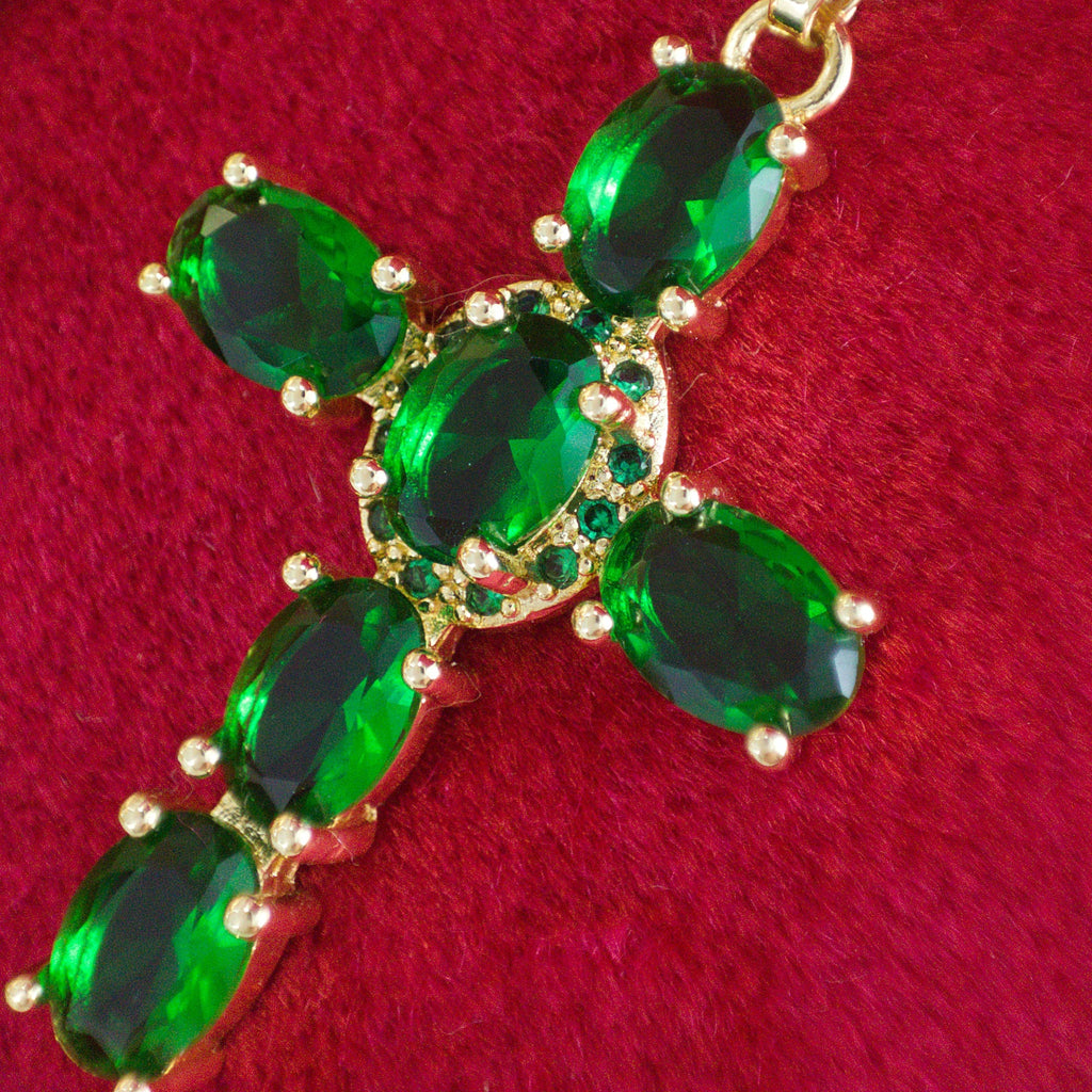 Cadena Escalera 65cm + Dije Cruz Verde
