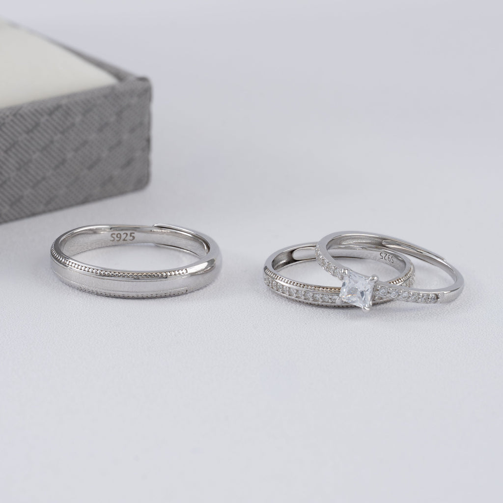 Set De Anillos De Compromiso Ajustables