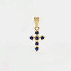 Dije Cruz 6 Circonias Azul