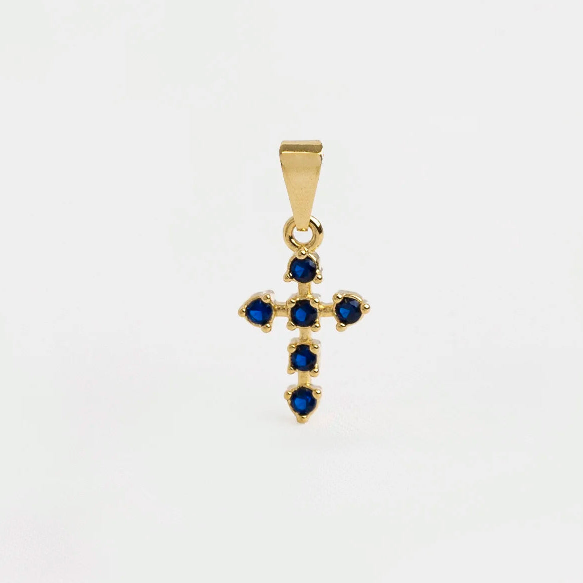 Dije Cruz 6 Circonias Azul
