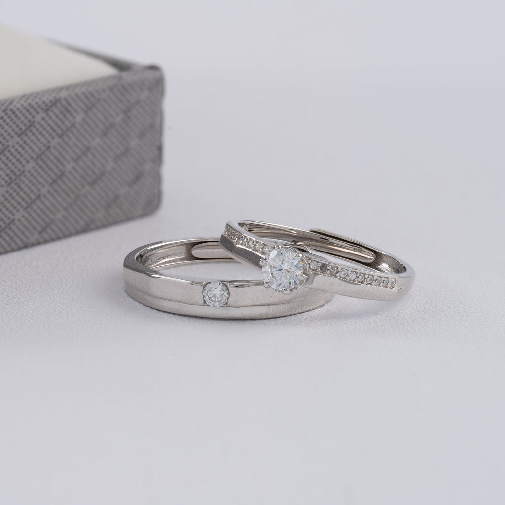 Duo De Anillos De Compromiso Ajustables