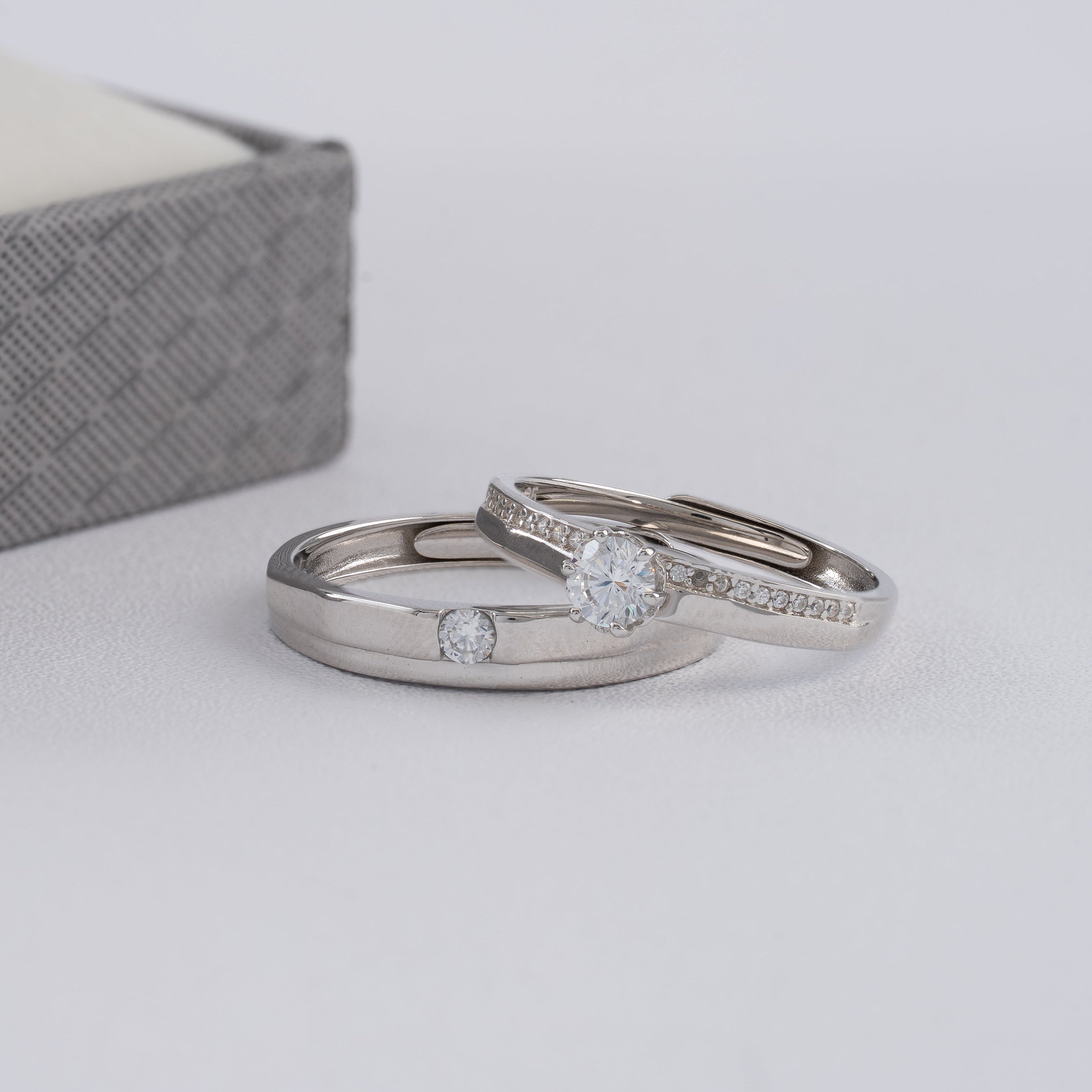 Duo De Anillos De Compromiso Ajustables