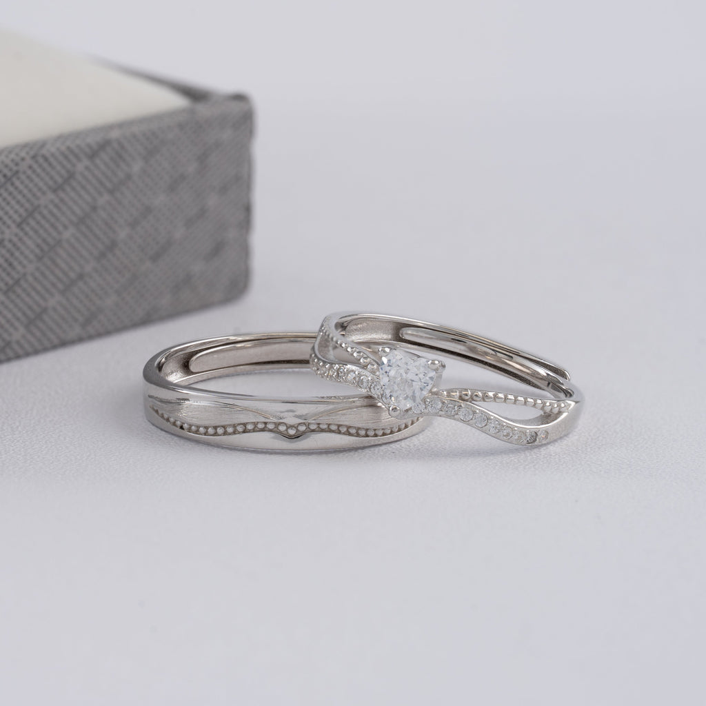 Duo De Anillos De Compromiso Ajustables