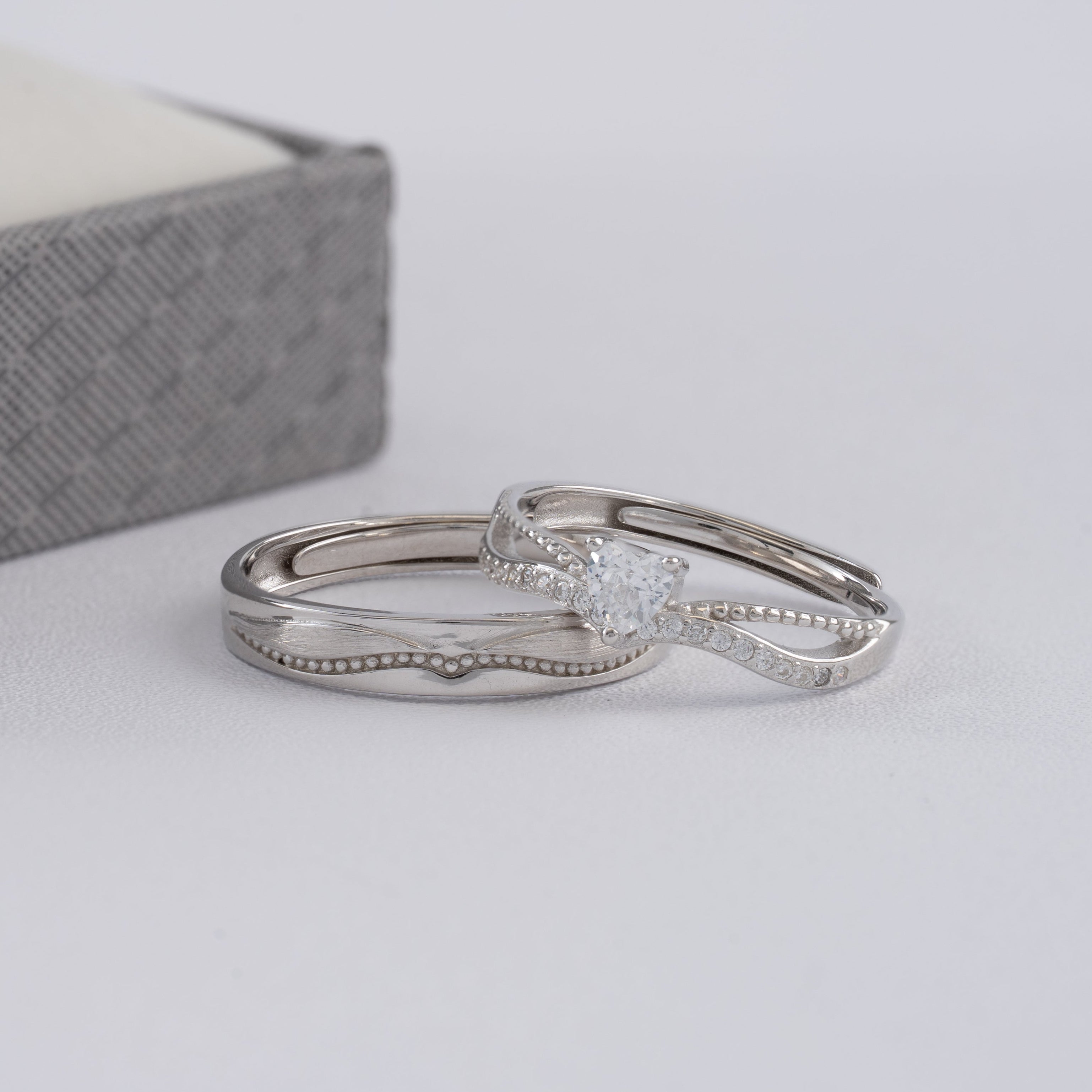 Duo De Anillos De Compromiso Ajustables