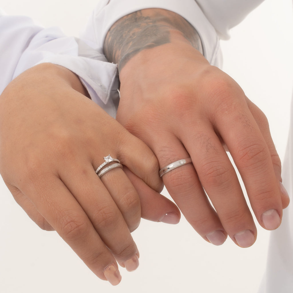 Set De Anillos De Compromiso Ajustables
