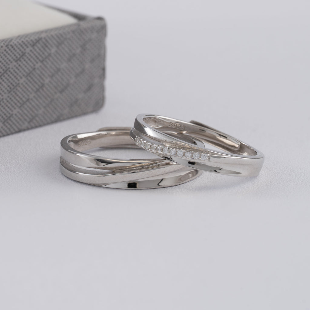 Duo De Anillos De Compromiso Ajustables