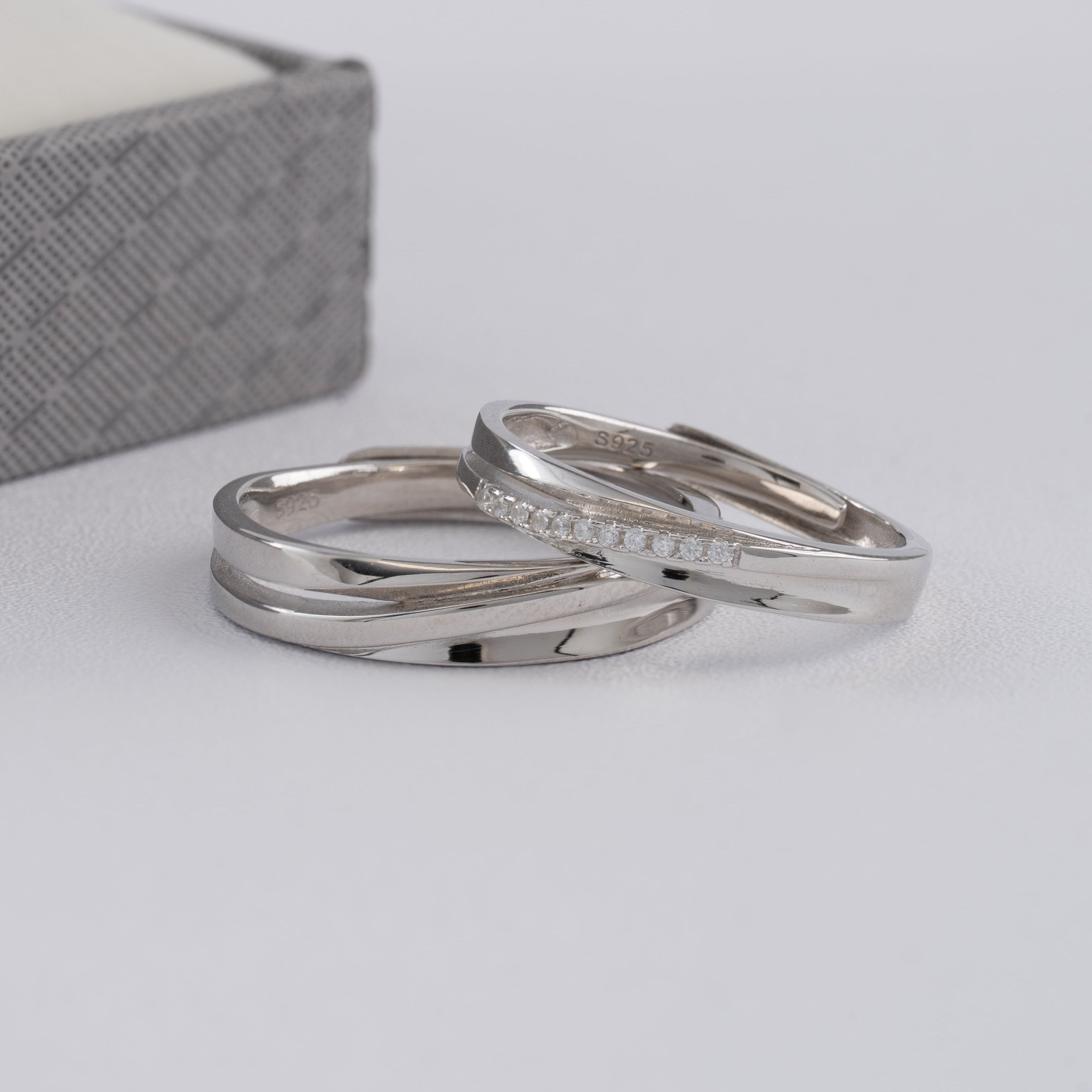 Duo De Anillos De Compromiso Ajustables