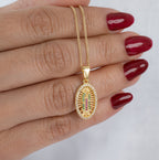Cadena Cubanita IT🇮🇹 45cm × 1mm + Dije Virgen Guadalupe Swarovski